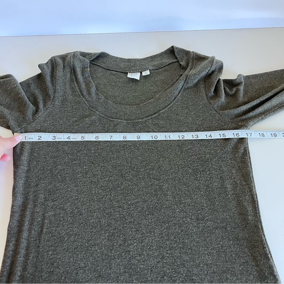 GAP Women’s Cozy Rib Long Sleeve Knee Length Dress Olive Heather - Picture 6 of 10